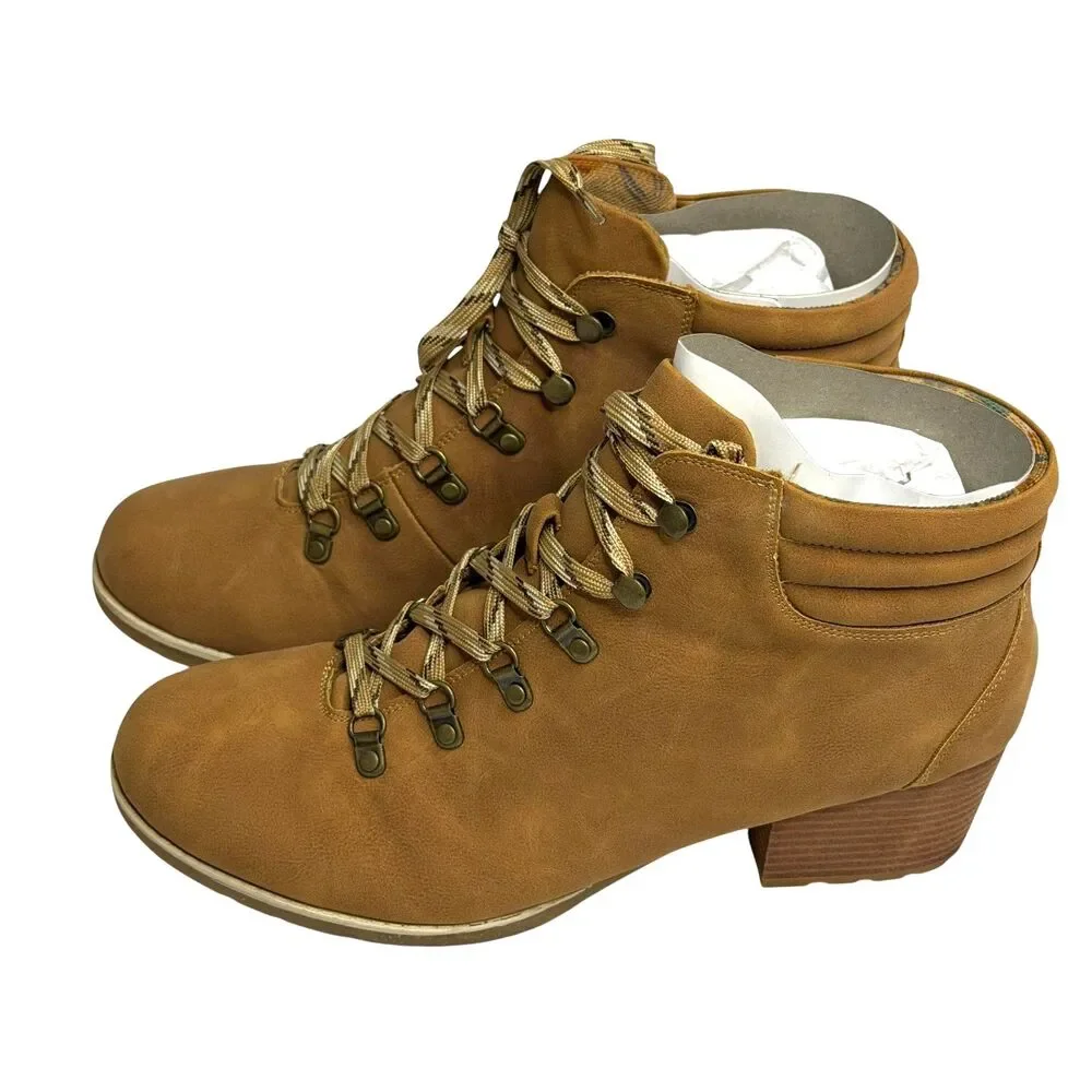 BOC Alder Nubuck Leather Booties Boots Heeled Womens Tan 11 NIB